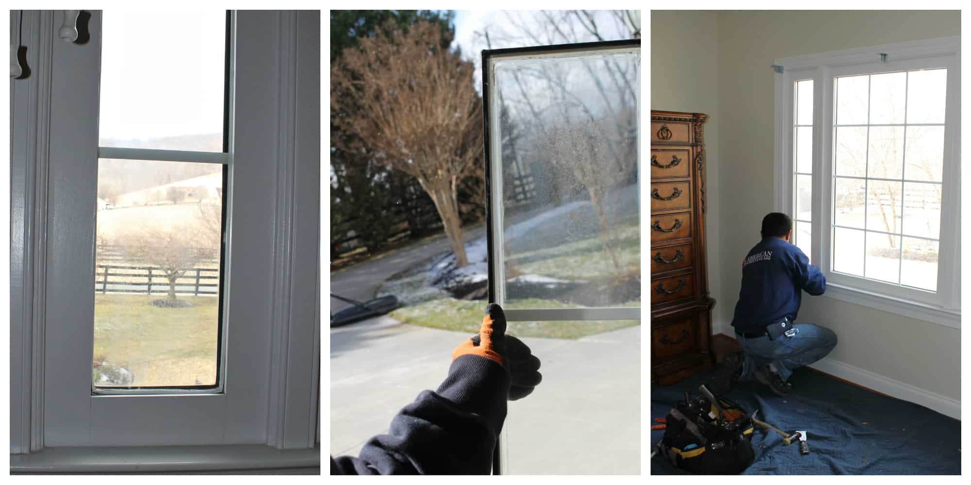 AS&G technician removing and replacing glass in a residential window.