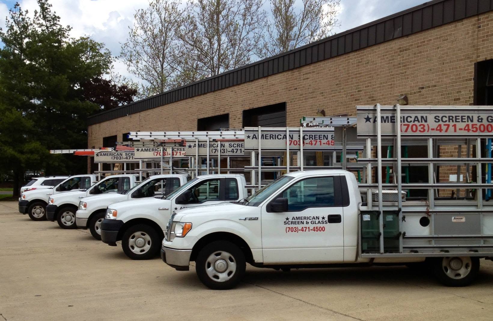 American Screen & Glass service trucks at the Sterling, Virginia shop